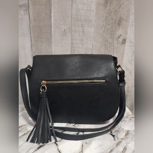 Ardene Black Crossbody Bag with Tassel Accent